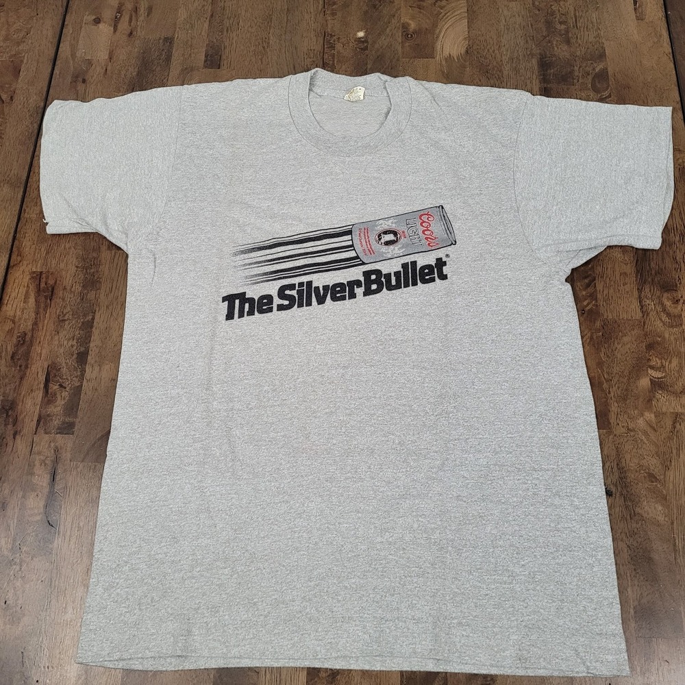 Vintage 80s Coors Light The Silver Bullet Single Stitch T Shirt LG Screen Stars